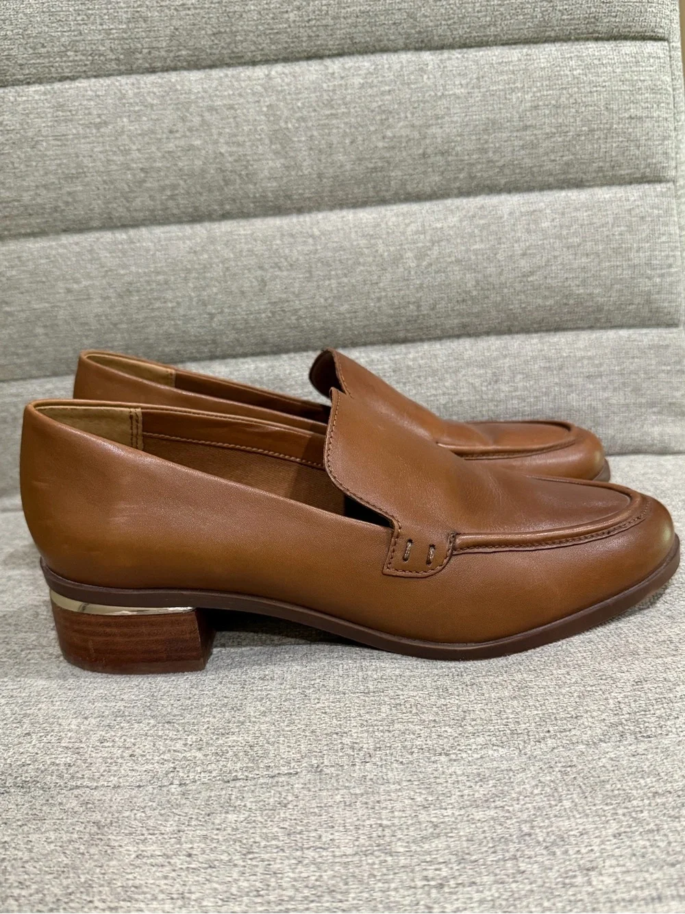 Franco Sarto Bocca Tobacco Brown Women's Tan Genuine Leather Slip-On Loafers